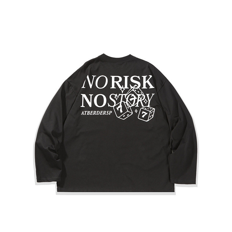 Atborder 2025 Spring New Japanese Style Round Neck T-Shirt with Back Print Retro Couple Sweatshirt Men's Loose Fit