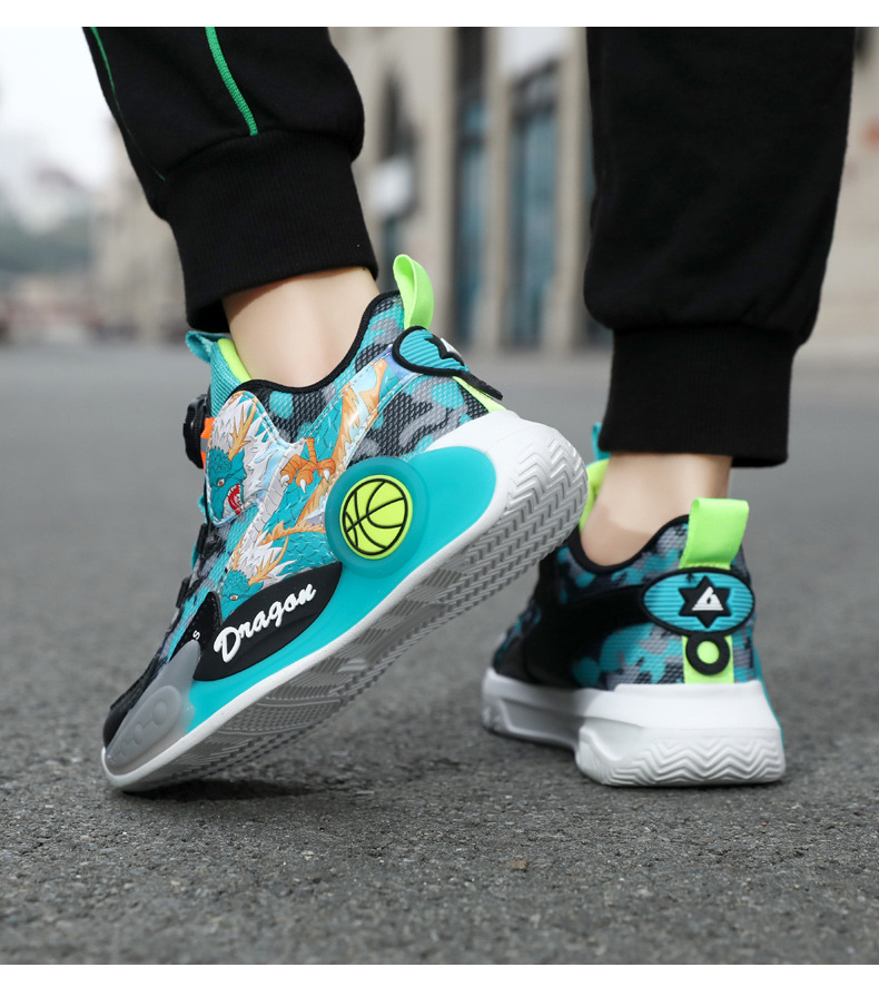 曼巴足迹 儿童篮球鞋春夏男童网面透气运动鞋小学生实战训练