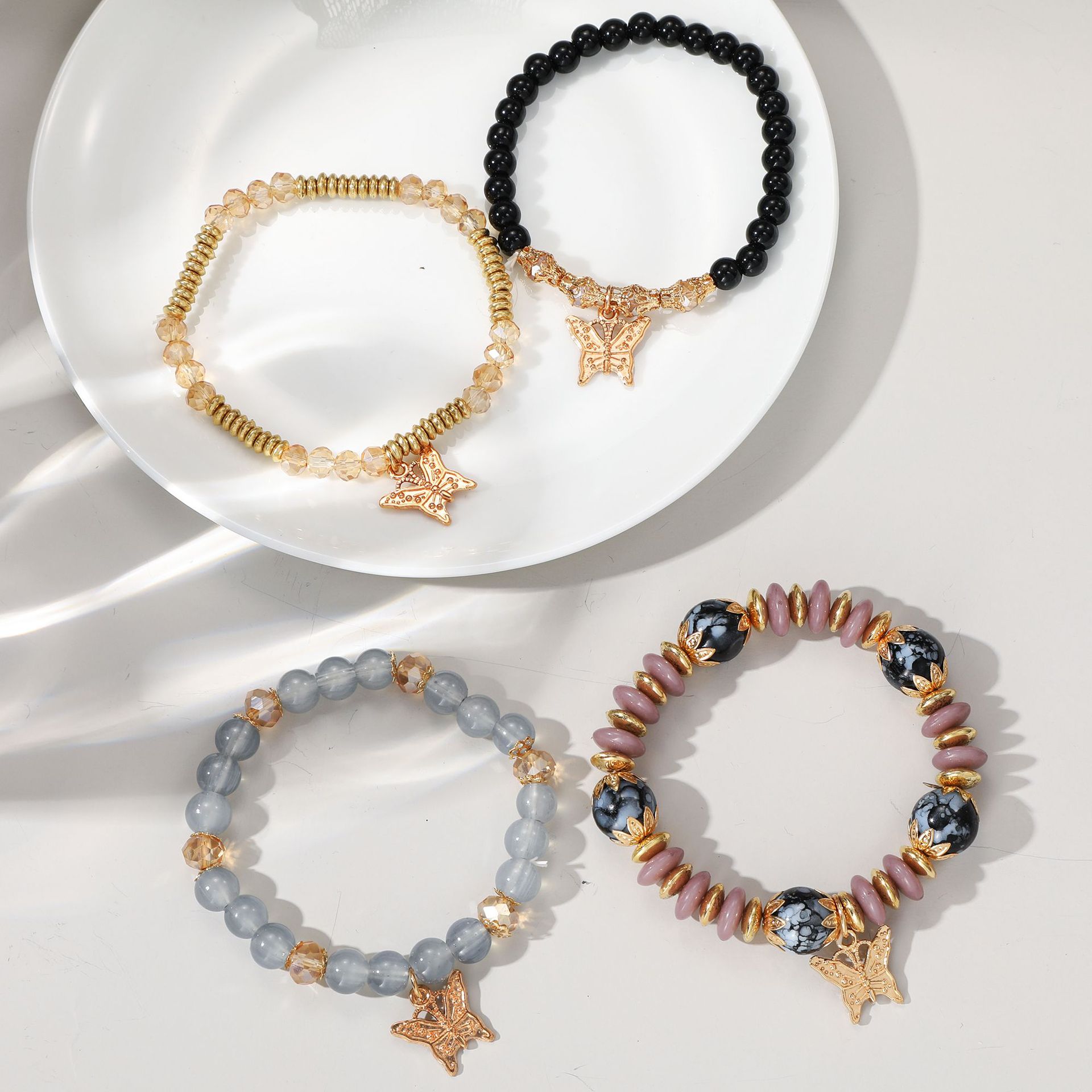Beaded Butterfly Bracelet Set Four-piece Jewellery Accessory_voghion.com
