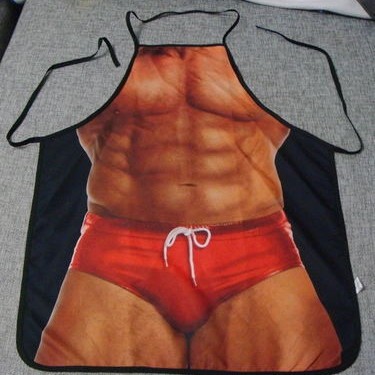 Personalidad divertida delantal creativo músculo hombres bikini serie dibujos animados pareja delantal fábrica al por mayor de Corea delantal