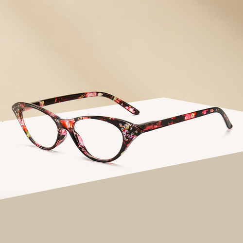 New cross-border cross-border diamond-encrusted fashionable reading glasses for men and women, the elderly, cat-eye flower glasses manufacturers wholesale eye reading