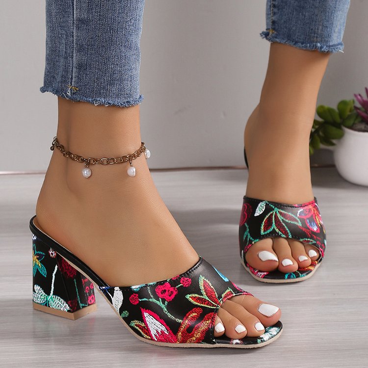 Mujeres Vacaciones Floral Ditsy Punta Cuadrada Sandalias De Moda display picture 6