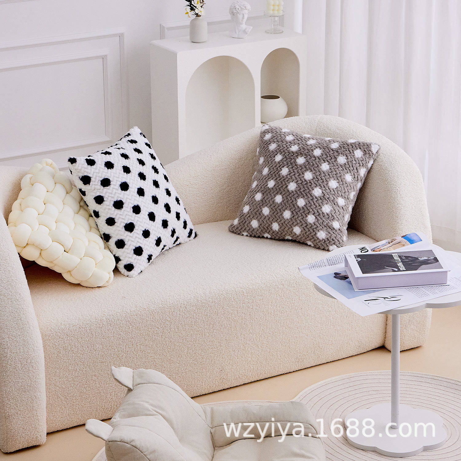 Wave Point almohada simple moderna ins almohada de viento sala de estar sofá cama decoración del hogar oficina almohada de almuerzo