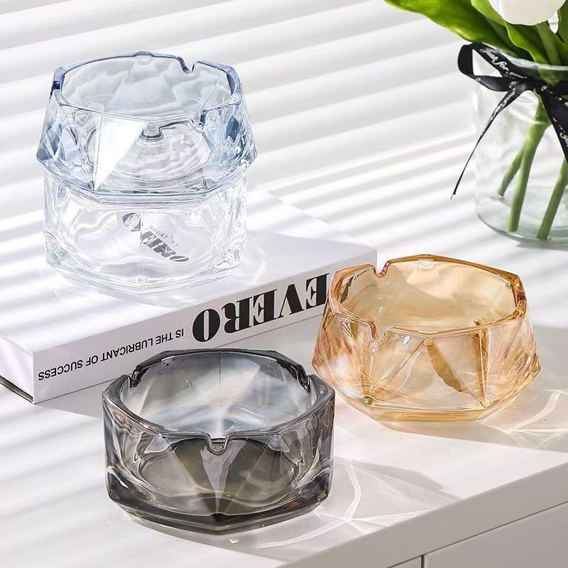 (2개) 현대 간단한 빛 럭셔리 투명 유리 재떨이 홈 거실 담배 접시 홈 개성 호텔 재떨이 도매