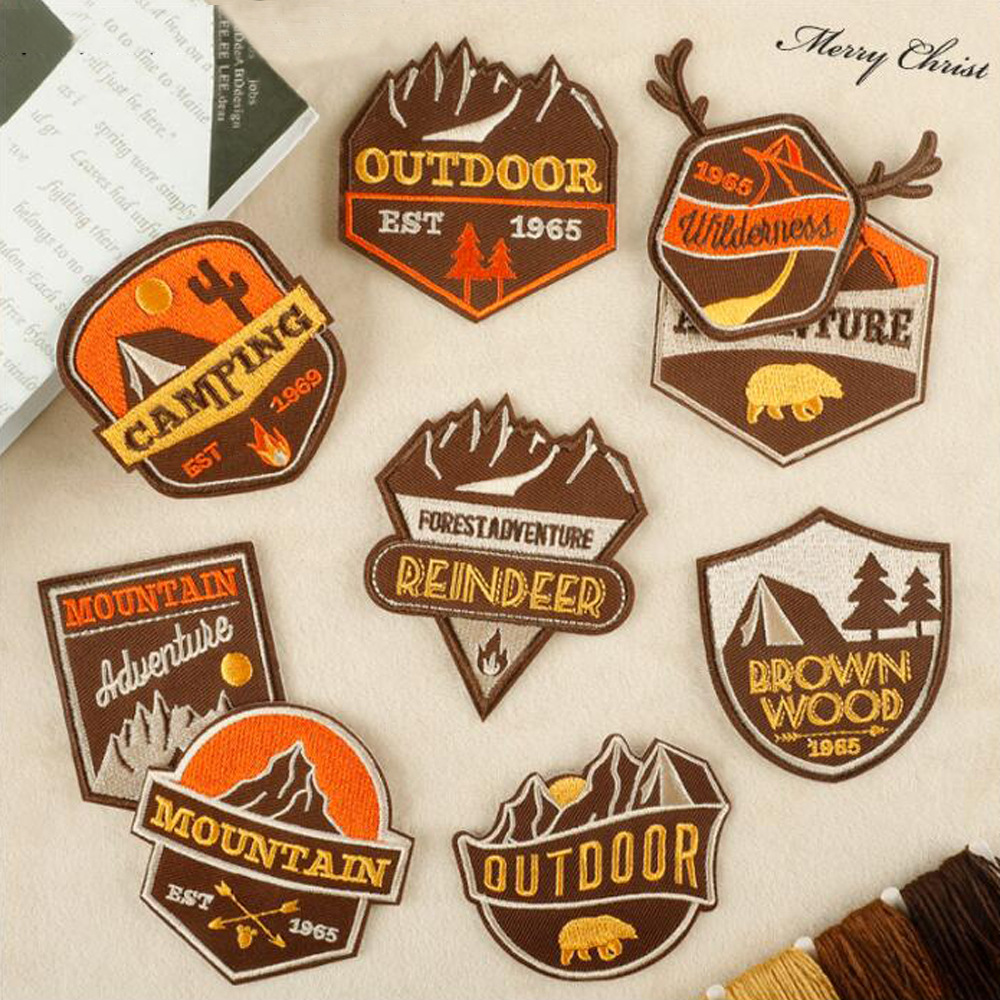 风景露营户外刺绣补丁布贴衣服辅料欧美外套T恤胸贴袖章补洞贴花