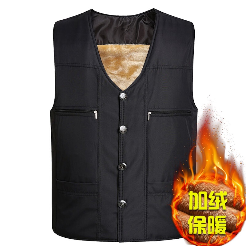Autumn and winter middle-aged and elderly men's cotton vest fleece-lined thickened fur liner waistcoat vest warm dad vest Autumn and winter middle-aged and elderly men's cotton vest fleece-lined thickened fur liner waistcoat vest warm dad vest