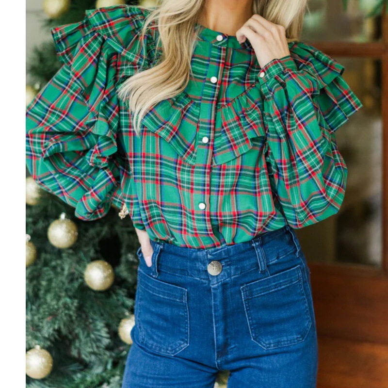 European and American Autumn College Style Children's Tops Ruffled Shirts New Fresh Loose Short Long-Sleeved Jackets Amazon