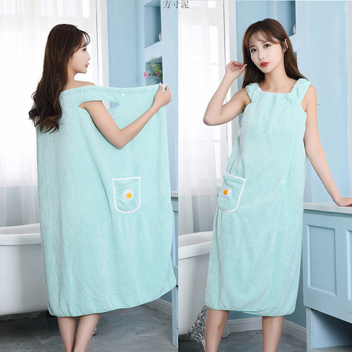 Adult bath towel can be worn with women's knee-length bath skirt, versatile thick bath skirt for plus-size 80-170 lbs, spaghetti strap quick-dry robe