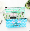 Cute polyurethane pencil case for elementary school students, fresh capacious storage bag with zipper, flamingo