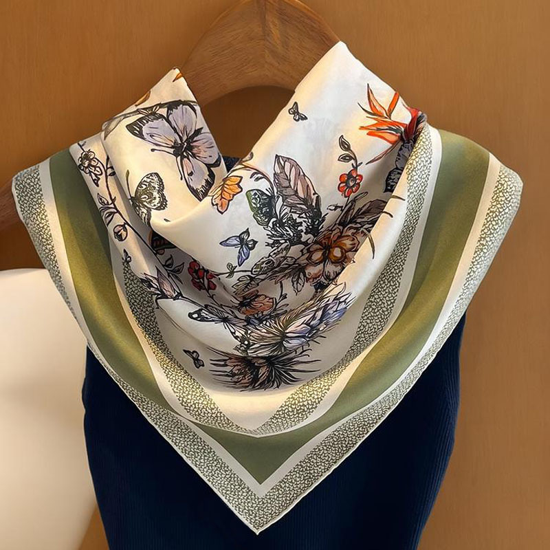 Dot Stripe Small Square Scarf Silk Scarf Women's Summer Thin Sunscreen Spring and Autumn Tape Head Wrapping Scarf Tie Bag Hair Belt