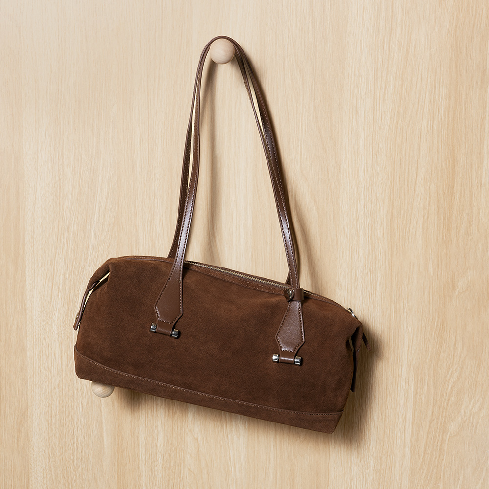 Commuter Matte Cowhide Tote Bag Women's Handbag Boston Retro Luxury Baguette Shoulder Underarm Bag - Thumbnail 3