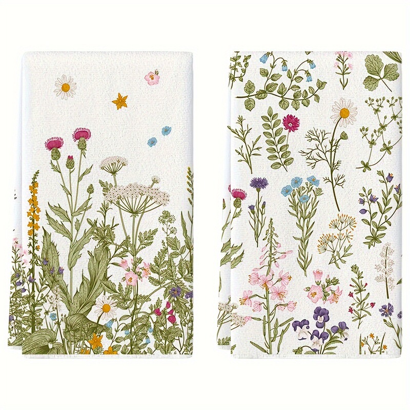Amazon cross-border multi-functional tea towel spring printed flower kitchen towel dish towel absorbent repeatable gift