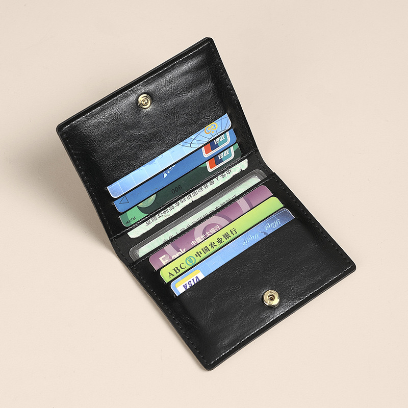 Bolsa de tarjetas de mujer super delgada y pequeña tarjeta bancaria cartera pequeña cartera de tarjetas de conducir de cuero anti-magnetismo para hombres