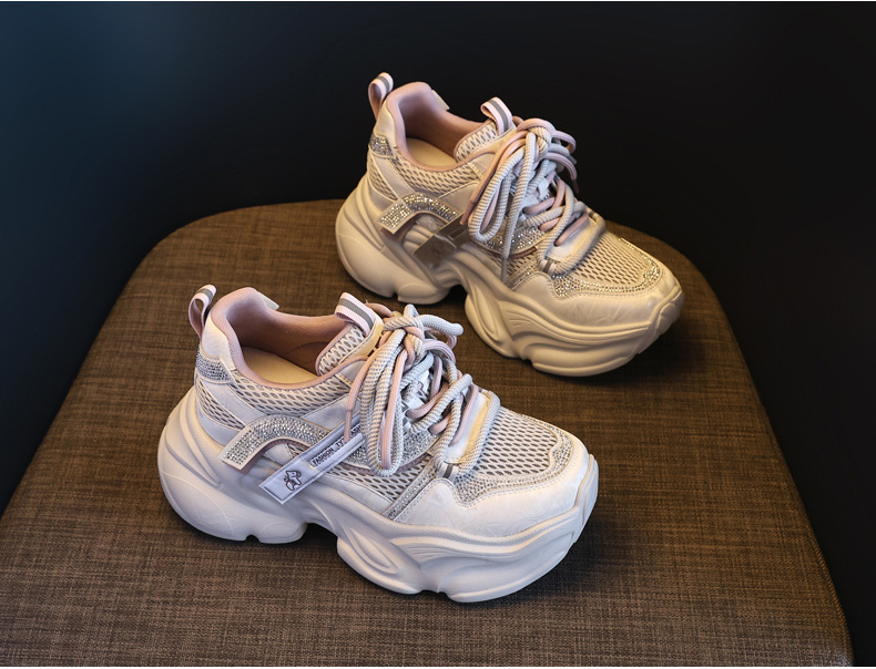 Giày sneaker nữ đế dày chunky lưới thoáng khí tăng chiều cao — Xám tím chi tiết 5