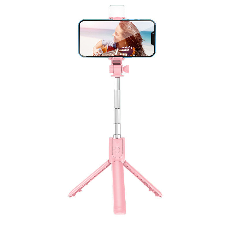 Palo Selfie Extensible con Trípode de ABS con Bluetooth y Luz para Exteriores