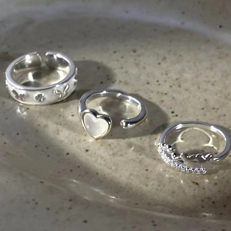 Light Luxury Style Heart Shell For Women, Niche Elegant Best Friend Couple Rings, High-End Adjustable Ring_voghion.com