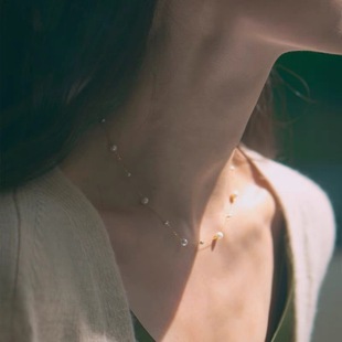 New Style Natural Freshwater Pearl Necklace Baby's Sky Star Necklace Star Shining Sky S925 Silver Clavicle Chain Girlfriend Girlfriend Trendy