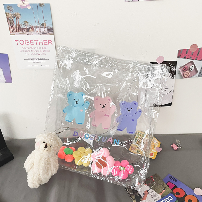 Wholesale Cartoon Color Printing Bear Transparent Shoulder Bag Nihaojewelry display picture 6