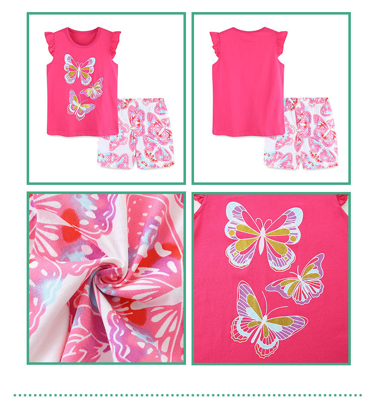 Cute Butterfly Printing Cotton Girls Clothing Sets display picture 1