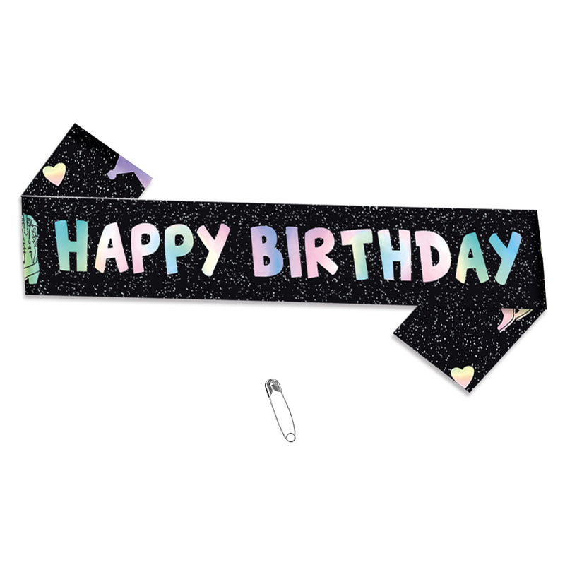 跨境牛仔主题生日装饰肩带 生日派对装饰礼仪带拍照道具布绶带|undefined