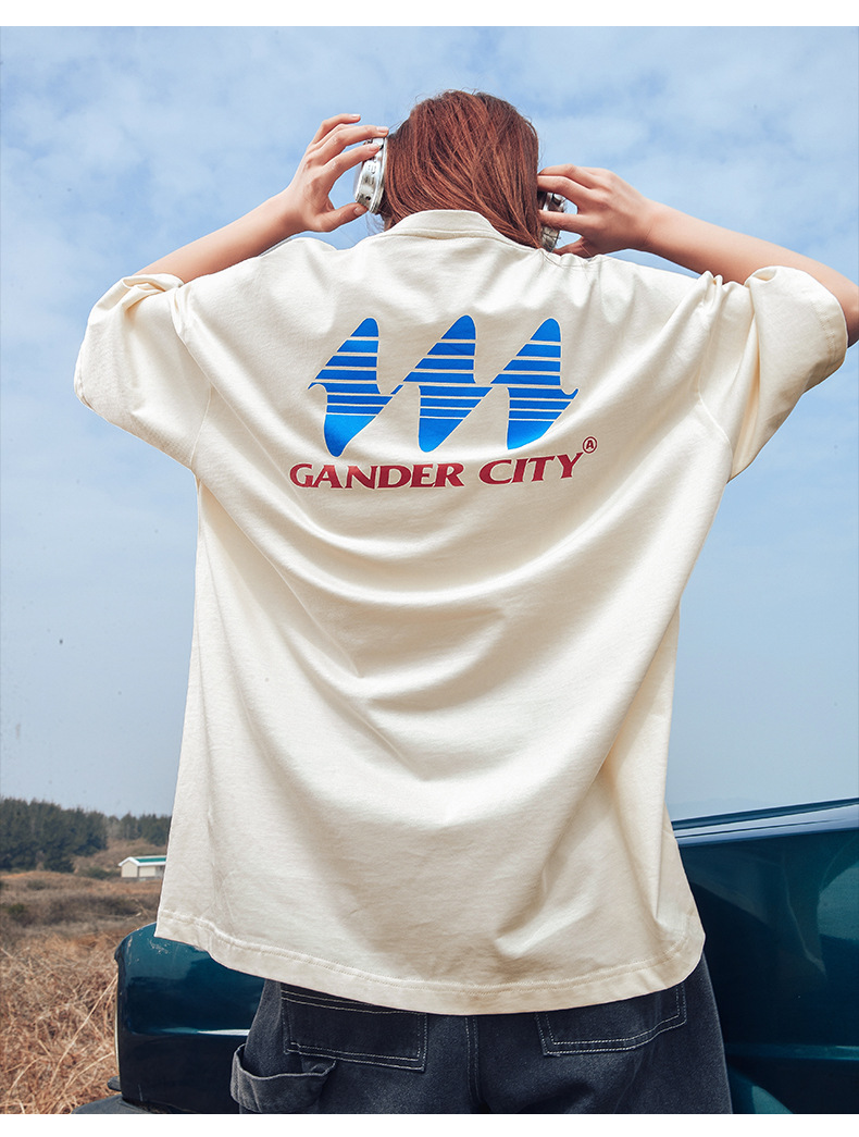 Damska odzież T-shirt z nadrukiem z krótkim rękawem Męska w tym samym stylu Letnia luźna modna marka T-shirt Q_voghion.com