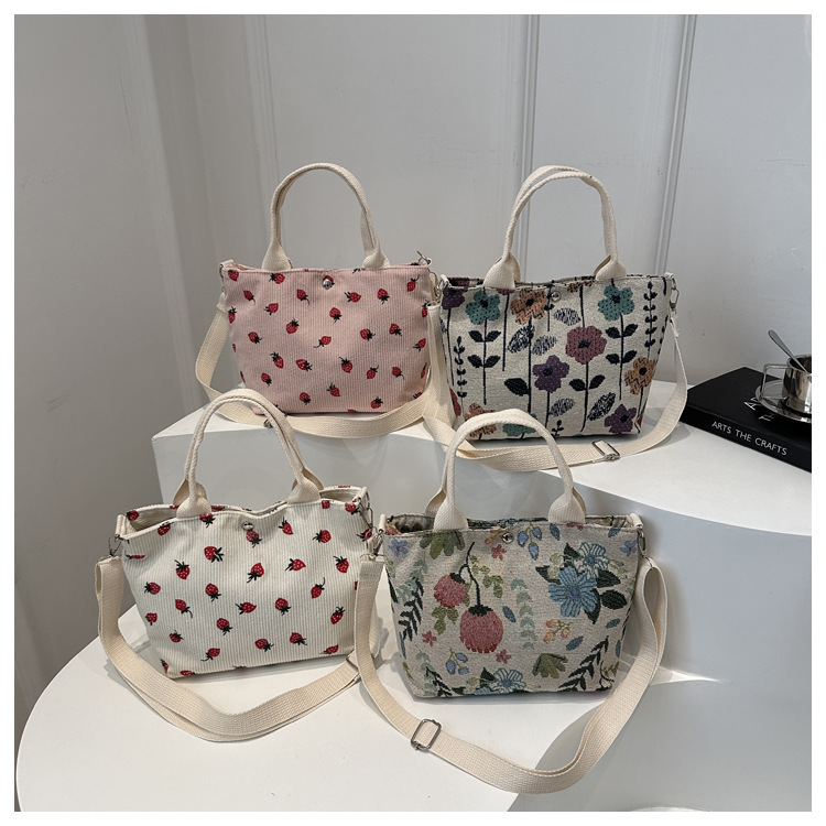 Canvas bag for women 2024 New large-capacity handbag, printed tote bag, niche design, artistic single-shoulder bag for work undefined