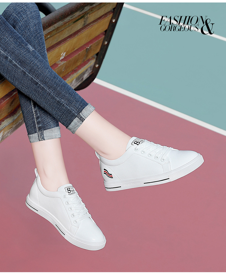 Giày sneaker nữ da bò mềm trắng đế bằng mỏng mới xuân hè 2024 — 58219 Màu Trắng Gót Cao 3cm Lưới Kiểu DH, 9271 trắng tím gót cao 2.2cm GQ, 58219m Màu Xám Chiều Cao Gót 3cm Lưới Kiểu DH, Chiều cao gót vàng trắng 9160 2.7cm GQ chi tiết 2