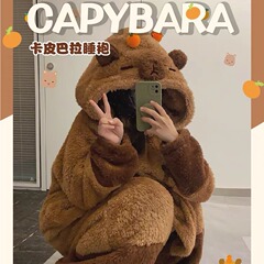 赤い本の起爆パジャマ女性冬のカピバラ豚門熊寝衣サンゴのベルベットのパジャマセット