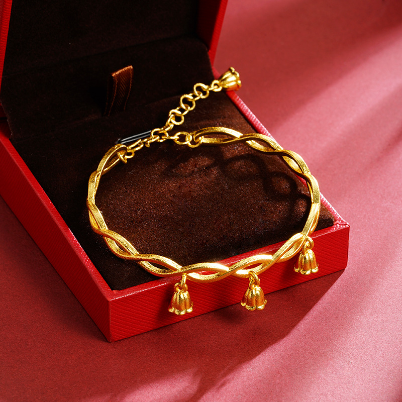 Brazalete de campanas de orquídeas de oro de Vietnam, mujer, alta sensación de lujo ligero, joyería temperamento, nuevos productos transfronterizos al por mayor