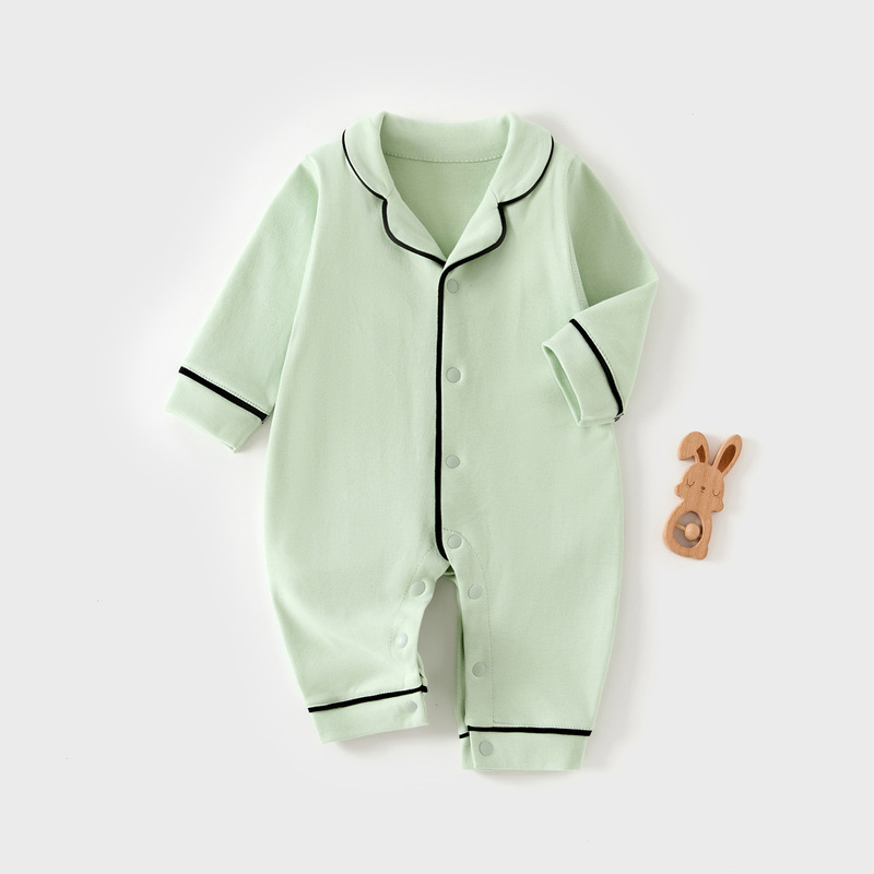 婴儿连体衣春季季爬服家居服新生儿纯棉 a类衣服宝宝翻领外出哈衣|undefined