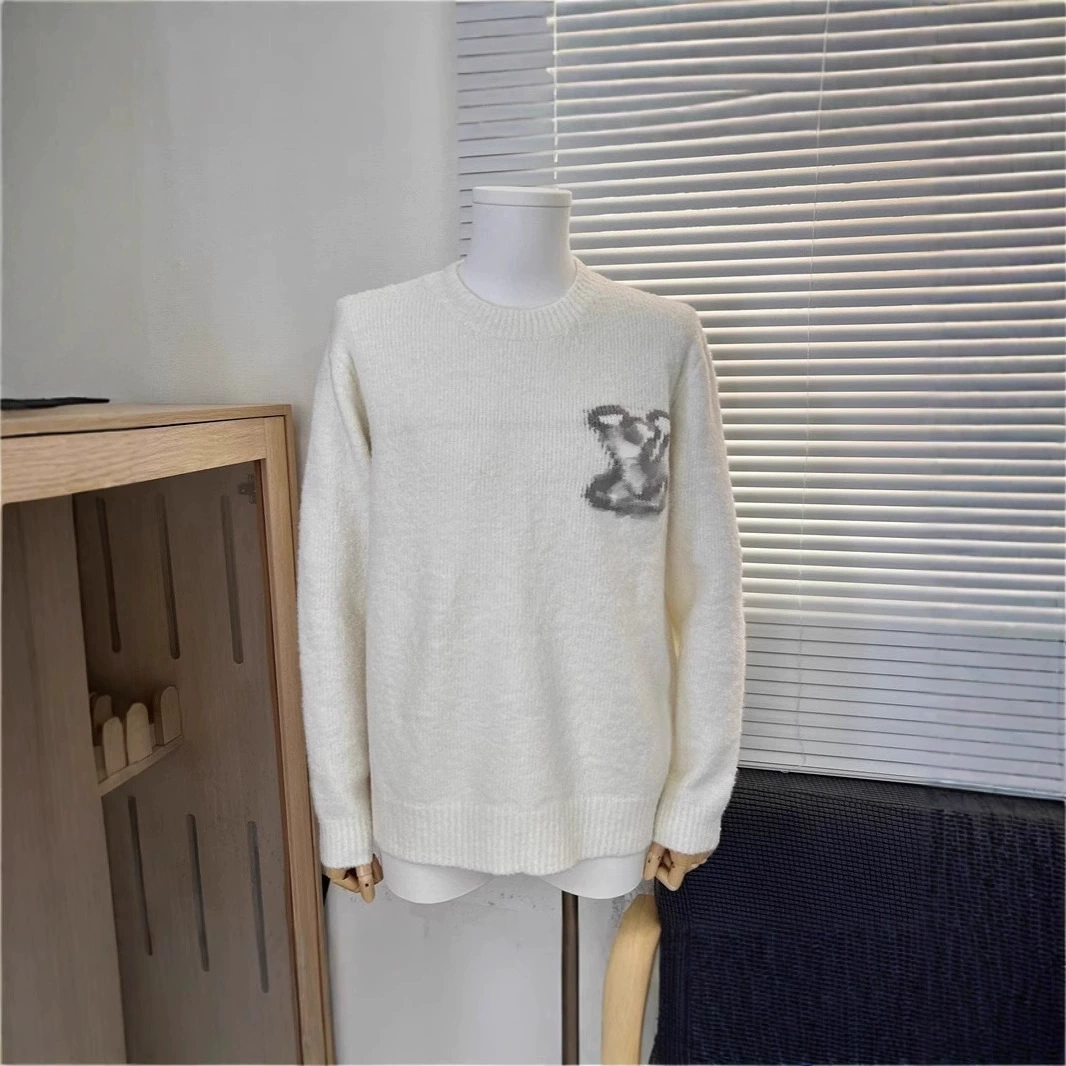 Кросс-бордерная версия V family 25 весенне-предвесенний пуловер с большим логотипом и круглым вырезом, свитер в одном стиле для мужчин и женщин