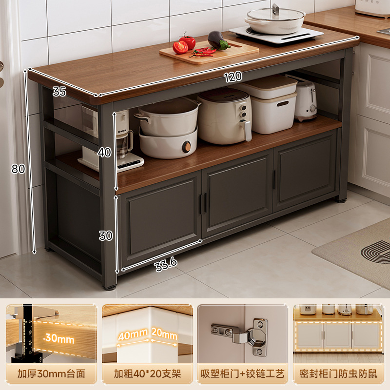 Estante de cocina multifuncional hogar contra la pared mesa mesa de trabajo gabinete piso platos microondas almacenamiento gabinete lateral