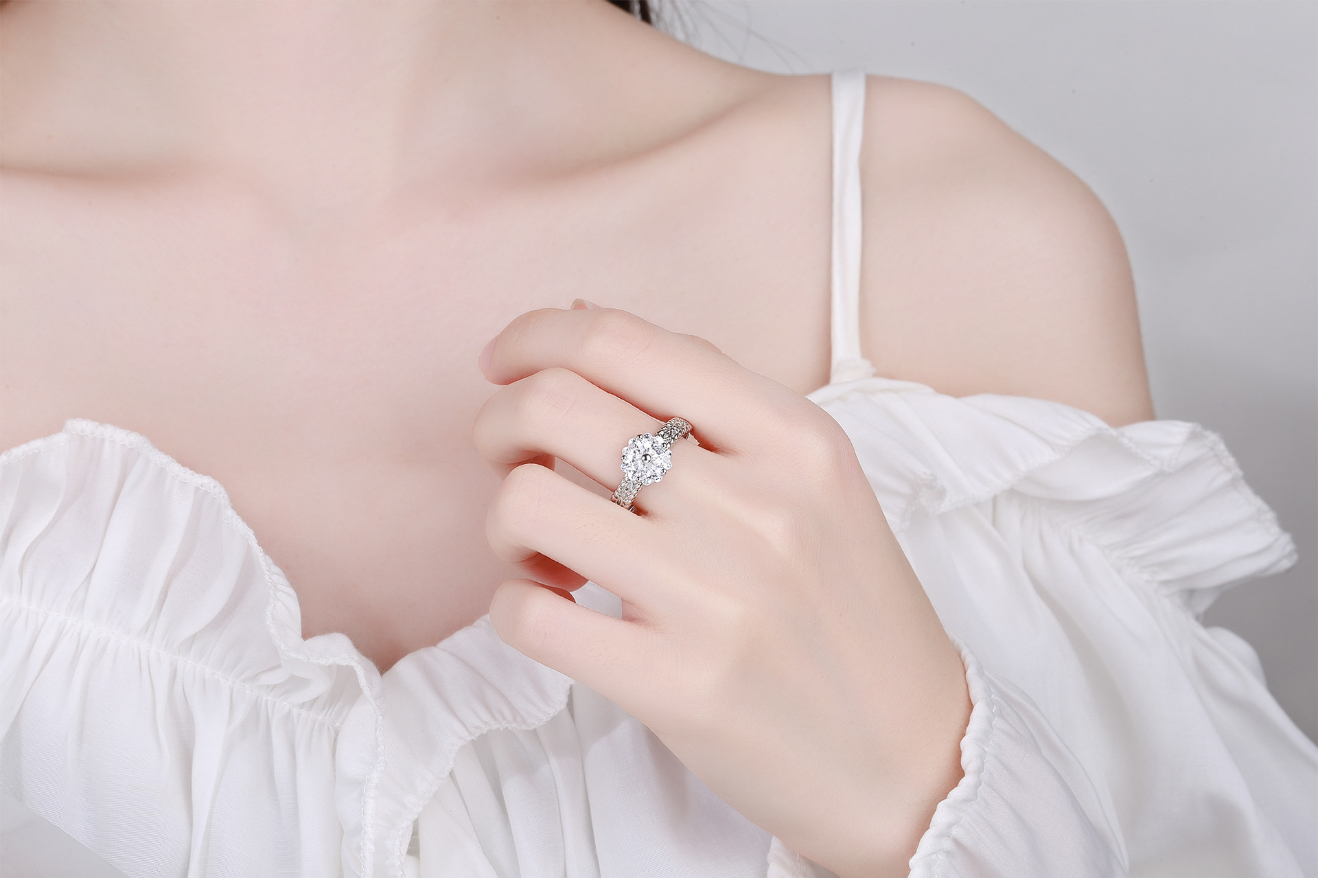 Fashion Heart Shape Copper Inlay Zircon Rings 1 Piece