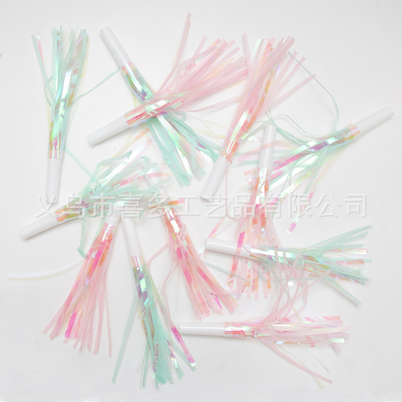 Colorido borla rayas dragón soplando rollo silbato cuerno adulto fiesta de cumpleaños los niños juguete actividad alegría