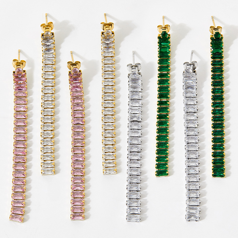 Earrings Classification 16K Gold, White Gold Plated, Gold Plating Plating Color 1 Pair Quantity 1 Pair Glam Geometric Plating 304 Stainless Steel Zircon 16K Gold Plated White Gold Plated Gold Plated Stainless Steel Earrings
