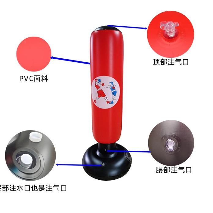 Los niños adultos PVC inflable tumbler boxeo columna engrosada gimnasio ventilación boxeo bolsa de arena tumbler juguete