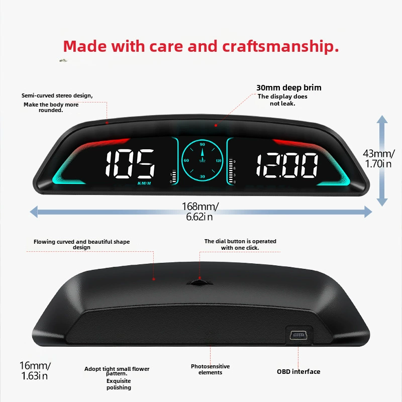 Поднять автомобильный дисплей HUD, автомобильный проекционный прибор скорости, воды, температуры, расхода топлива, OBD многофункциональный