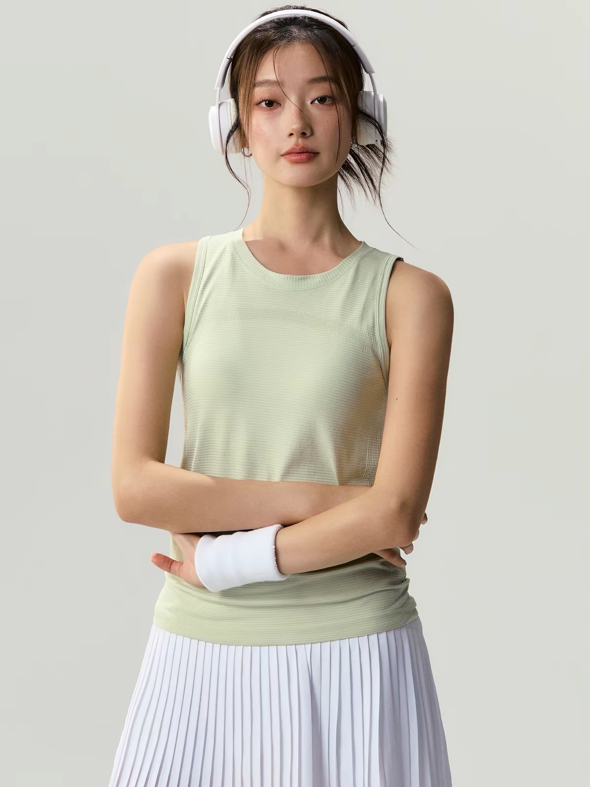 Women's Summer Yoga Vest Sleeveless Quick-Dry Sports Top Pilates Fitness Wear Thin Green