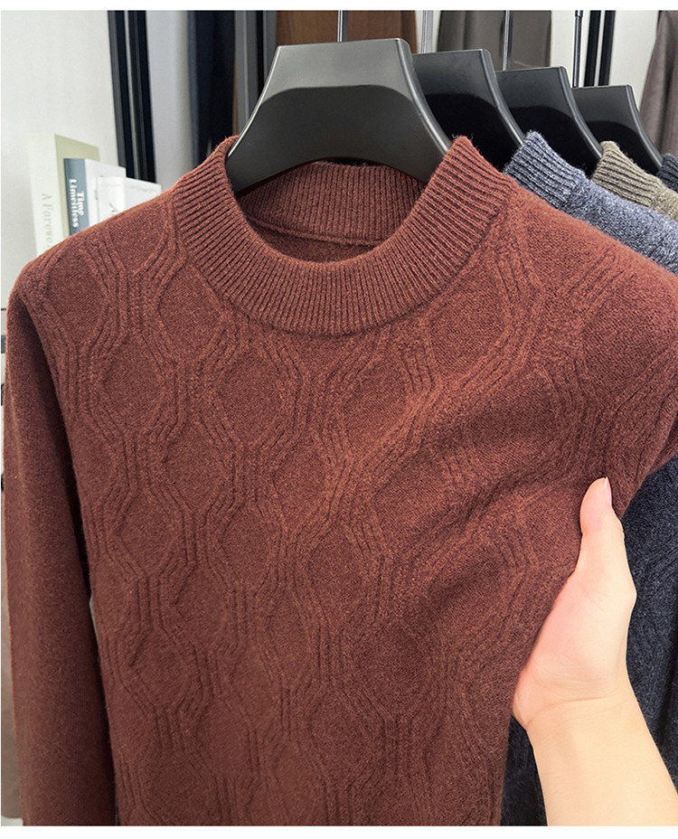 Otoño y invierno nuevo suéter de lana de hombre de cuello medio alto, suéter de estofón universal, calentamiento casual de punto, camisa de base interior