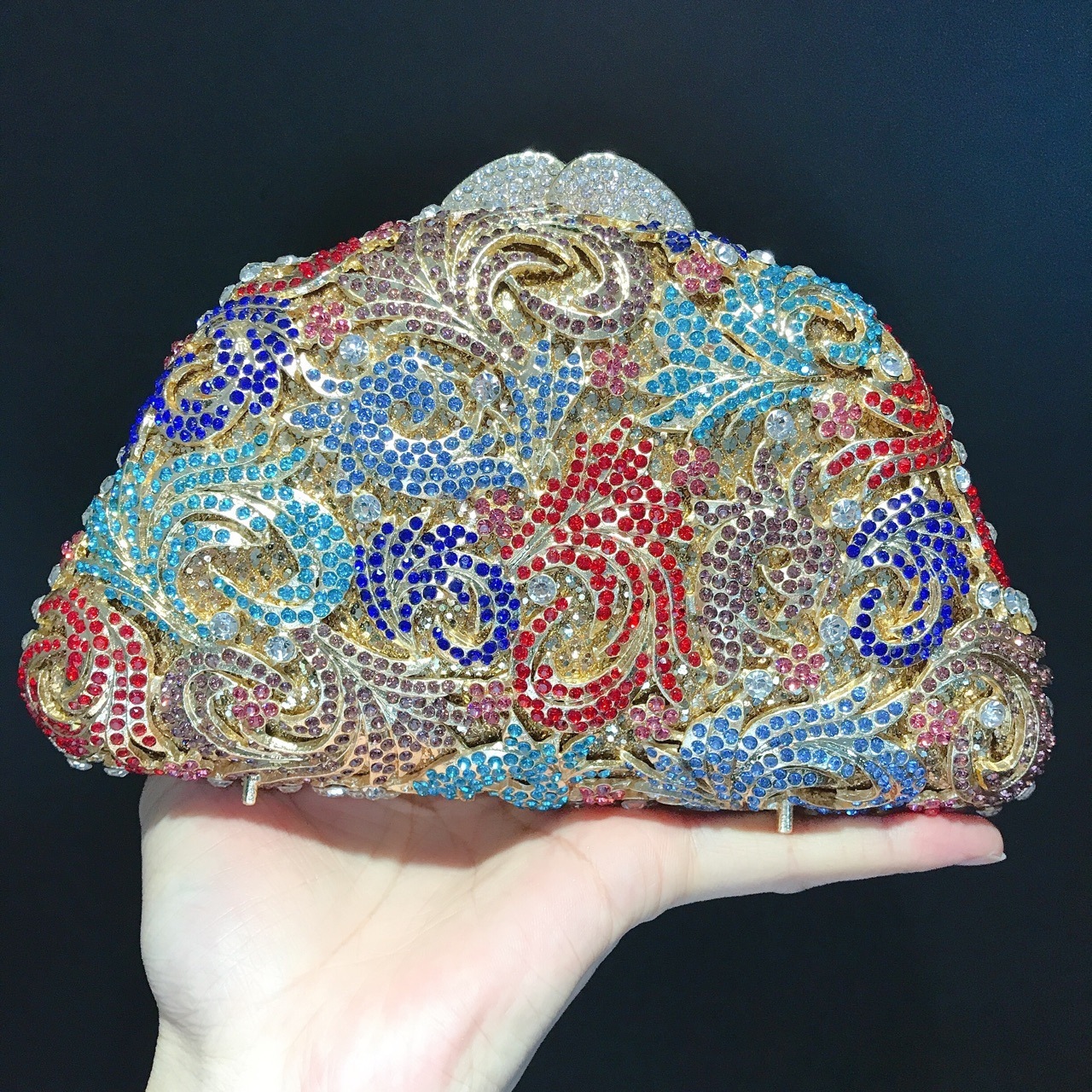Fan Fuente bolsos de maquillaje estilo europeo y americano bolsos de banquete de diamantes bolsos de cadena bolsos de diamantes coloridos bolsos de mano bolsos de mujer