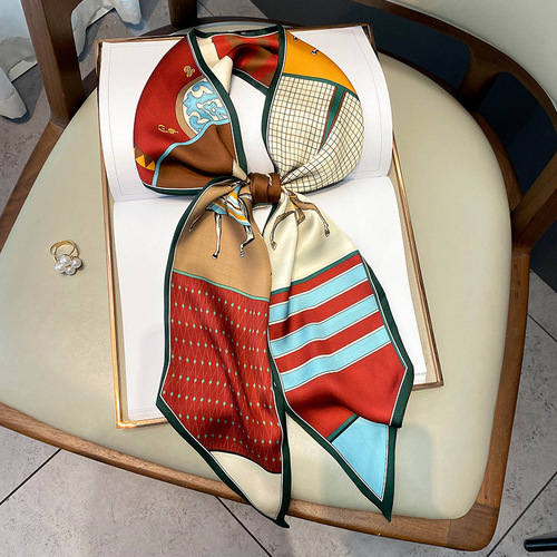 Korean style imitation silk horse print fashion scarf  new warm small scarf double-sided scarf headband for women