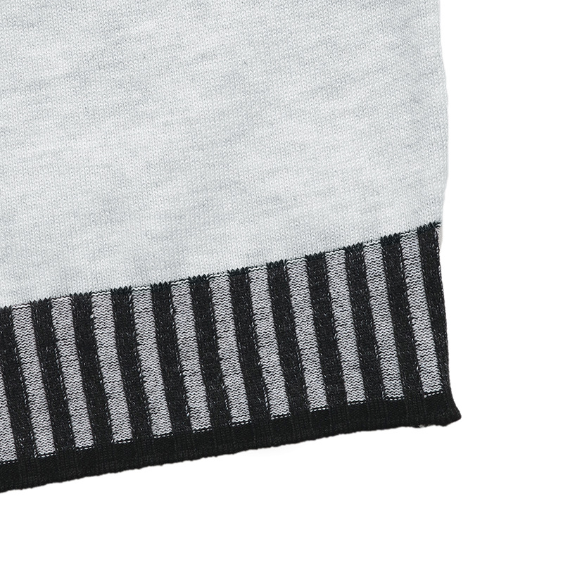 Women’s Striped Knit Sweater Dress – Casual Long Sleeve Mock Neck Tunic (Contrast Color Block, A-Line Fit, Soft Polyester Blend)_voghion.com