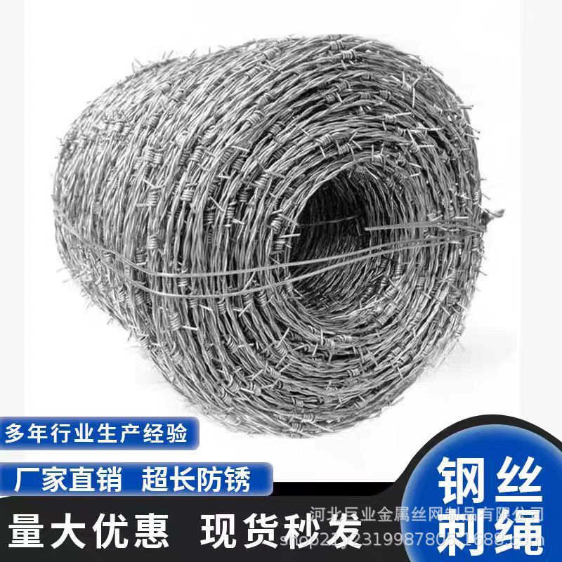 出口跨境刺绳铁蒺藜防护铁刺围栏热镀锌低碳钢丝圈地网分小卷刺网