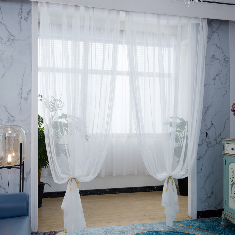 2F超薄白紗窗簾紗簾白色窗沙透光明透人簡約服裝店櫥窗客廳飄窗陽