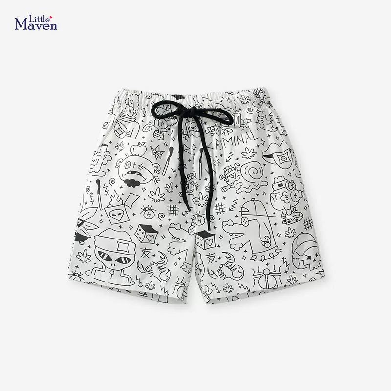 Little maven夏季运动男童短裤休闲潮流儿童裤子欧美纯棉男童裤子