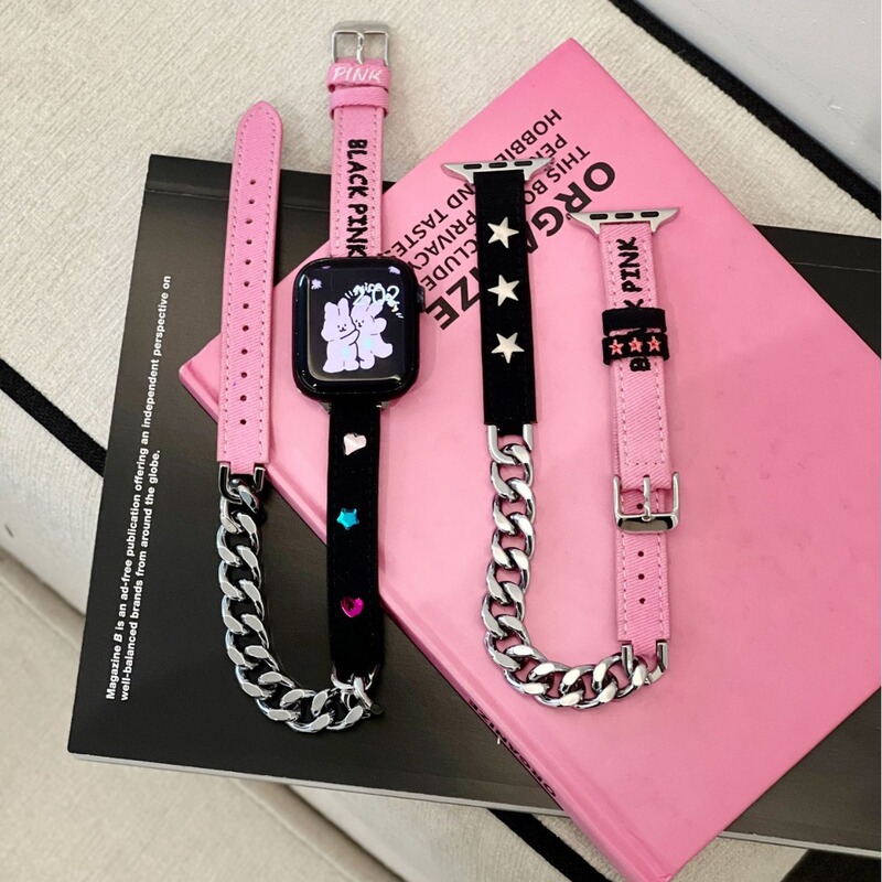Yk New Color Matching Double Circle Chain Strap Is Suitable for Applewatch iWatch 12Th Generation 11/10