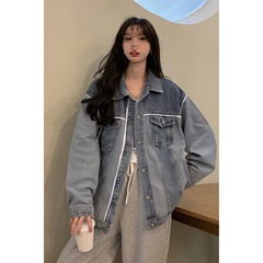 春秋设计感ins潮流反穿国潮盐系牛仔外套薄款夹克宽松休闲学生女