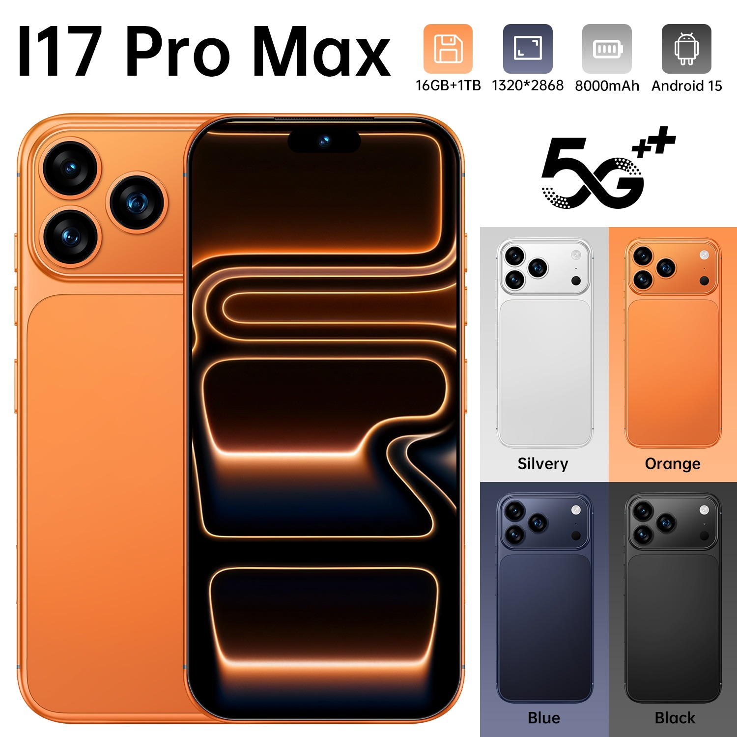 New I17 Pro Max Cross-Border Mobile Phone 7.3inch Large Screen 6+64Gb Real 4g Android Foreign Trade Smart Phone Factory