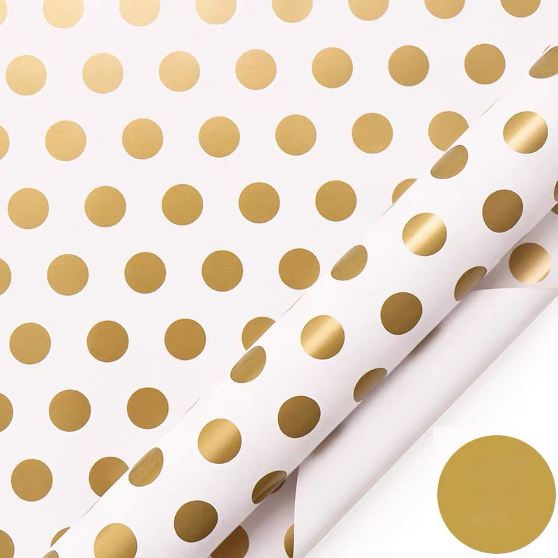 Dos tamaños 70 * 100CM Navidad, cumpleaños, caja de regalo, papel de embalaje de oro, regalos de rayas de puntos