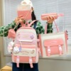 Cross border Middle school student schoolbag fresh capacity knapsack new pattern leisure time Simplicity Backpack Five-piece wholesale